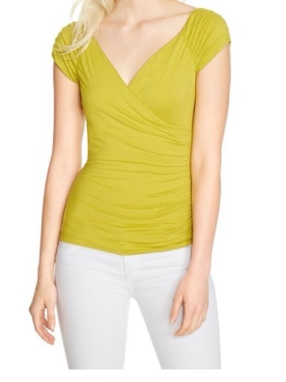 White House Black Market Draped V-Neck 2 way shirt